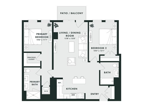 A black and white image of a house floor plan.